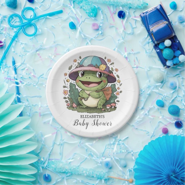 Kleine farbenfrohe Frog Baby Dusche Pappteller (Party)
