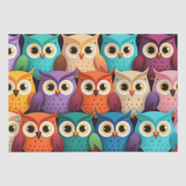 Kleine farbenfrohe Owls Seidenpapier