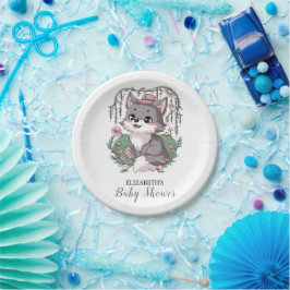Kleine farbenfrohe Wolf Baby-Dusche Pappteller