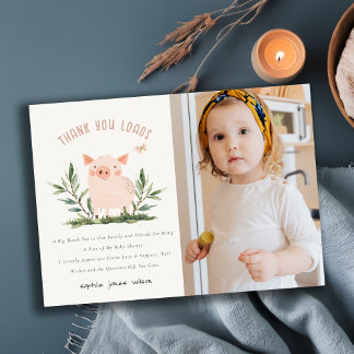 Kleine Farm Pig Butterfly Kinder Foto Geburtstag Dankeskarte