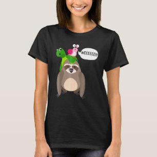 Kleine Faultier-Schildkröte-Schnecke-Huckepack-Lus T-Shirt