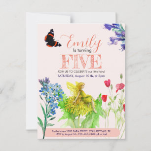 Kleine Feen und Wildblumen Postkarte