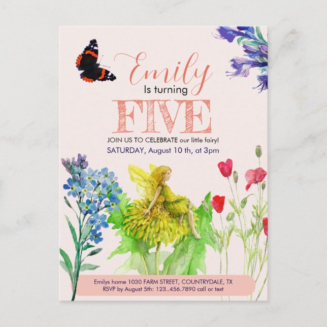 Kleine Feen und Wildblumen Postkarte (Vorderseite)