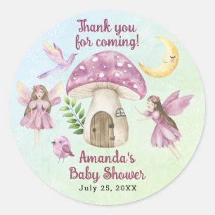 Kleine Feen Whimsical Baby Shower Danke Runder Aufkleber