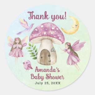 Kleine Feen Whimsical Baby Shower Danke Runder Aufkleber