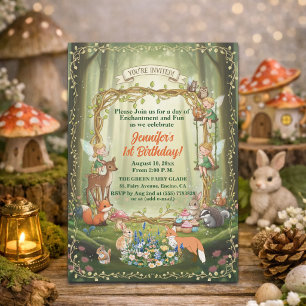 Kleine Feen Whimsical Wald 1. Geburtstagsfeier Einladung