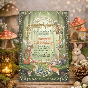 Kleine Feen Whimsical Wald 7. Geburtstagsfeier Einladung