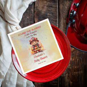 Kleine Feuerwehr-Teddybär-Babyparty Serviette