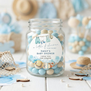 Kleine Fischer Wäscheleine Baby Shower Dankeschön Runder Aufkleber