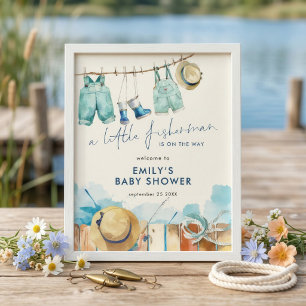Kleine Fischer Wäscheleine Willkommen Baby Shower Poster