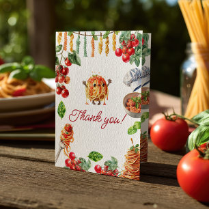 Kleine Fleischbällchen Italienische Pasta Baby Sho Dankeskarte