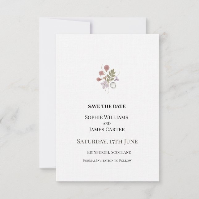 Kleine florale Hochzeit Save The Date (Vorderseite)