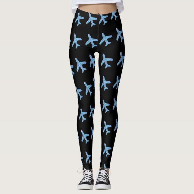 Kleine Flugzeuge Leggings (schwarz) (Vorderseite)