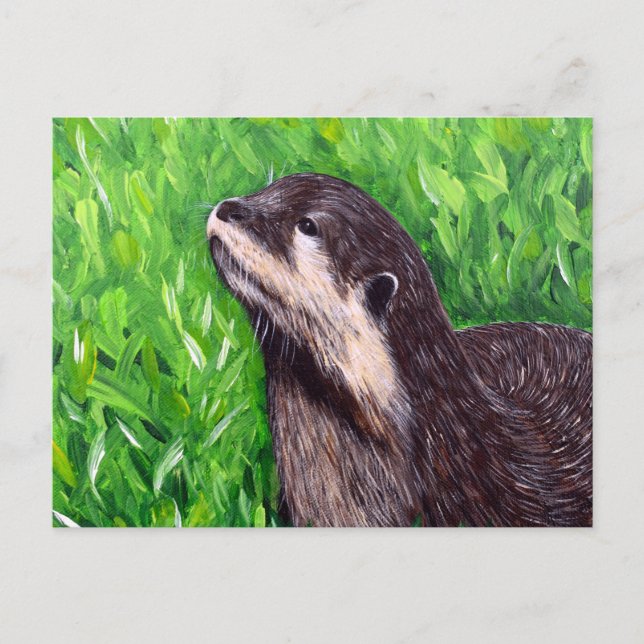 Kleine Flussotter-Malerei Postkarte (Vorderseite)