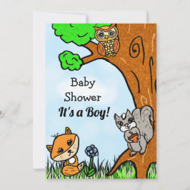 Kleine Fox- und Waldfreunde Kinderdusche Einladung