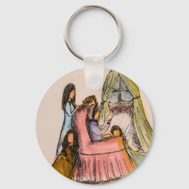 Kleine Frauenbriefszene im Winter Schlüsselanhänge Schlüsselanhänger