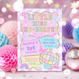 Kleine Fräulein Ein-derful Preppy Groovy 1. Geburt Einladung
