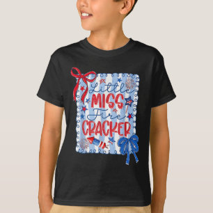 Kleine Fräulein Feuerwerk Amerikanische Flagge USA T-Shirt