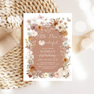 Kleine Fräulein ONEderful Wildblume 1. Geburtstag Einladung