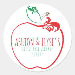 kleine freie Bibliothek geblüht ApfelBriefmarke Runder Aufkleber