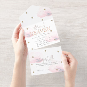 Kleine Frieden des Himmels Rosa Wolken-Baby-Party- All-in-One-Einladung