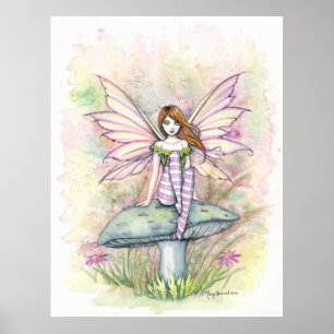 Kleine Frühlingsfee Feen Wasserfarben Illustration Poster