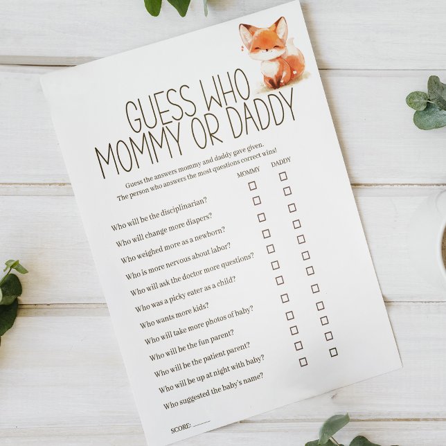 Kleine Fuchs-Mommy- oder Daddy-Baby-Party-Spiel Poster (Von Creator hochgeladen)