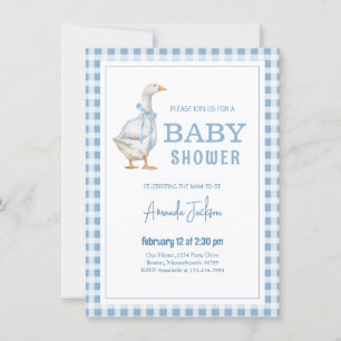 Kleine Gans Blaue Babyparty Einladung
