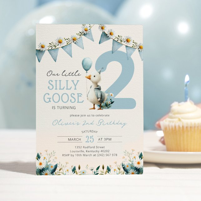 Kleine Gans Blue Boy 2. Geburtstag Einladung (Von Creator hochgeladen)