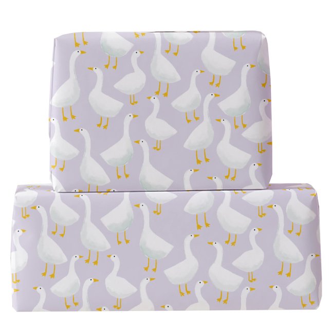 Kleine Gänse Lilac Lila Geschenkpapier (Fun Little Goose lilac pastel purple geese themed gift wrapping paper roll)