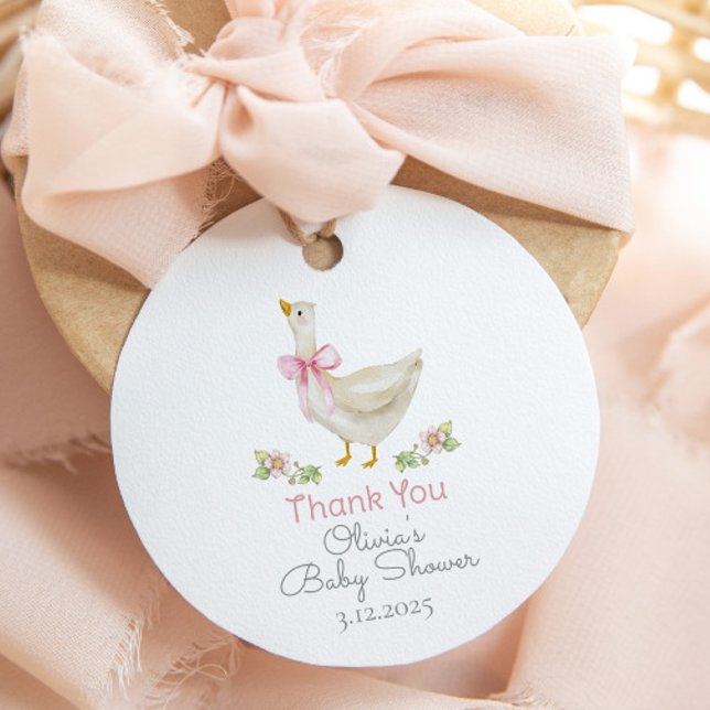 Kleine Gänse Pink Mädchen Dusche Danke Geschenkanhänger (Von Creator hochgeladen)