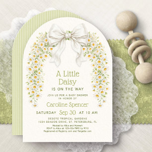 Kleine Gänseblümchen-Bow-Wildblumen-Baby-Party Einladung