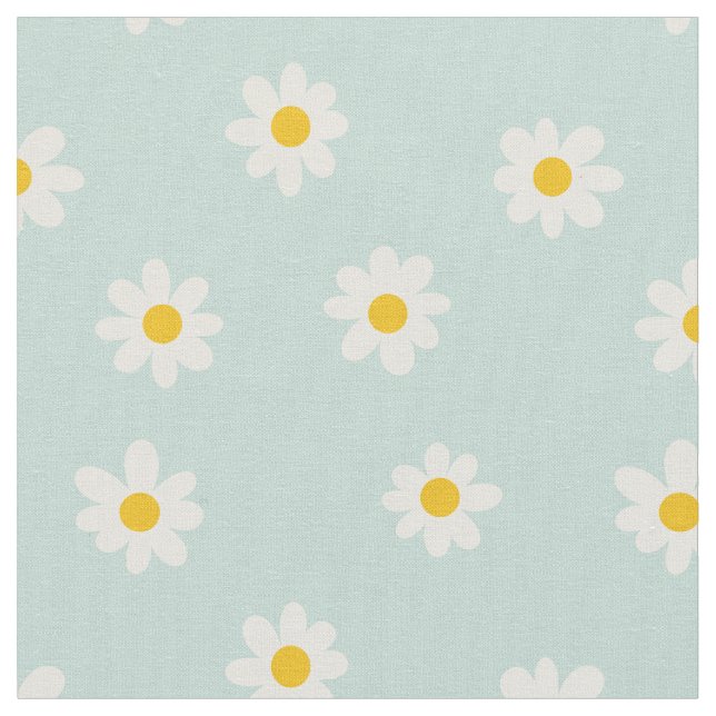 Kleine Gänseblümchen / sanftes Teal  Stoff (Nahaufnahme)