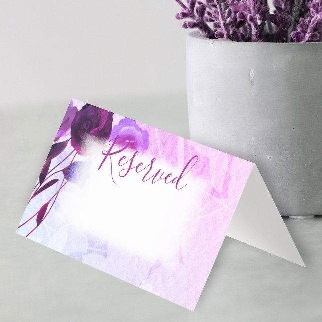 Kleine geflochtene Rose Visitenkarten (wild berry, plum purple wedding rose reserved card, folded name place card, escort seating card)