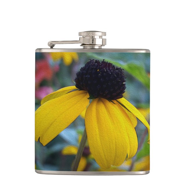 Kleine gelbe Blume Flachmann (Vorderseite)