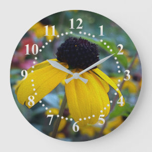 Kleine gelbe Blume Große Wanduhr