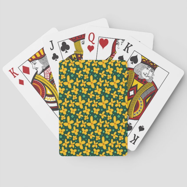 Kleine gelbe Blumen Spielkarten (Rückseite)