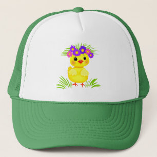 Kleine gelbe Ente mit Blume Truckerkappe