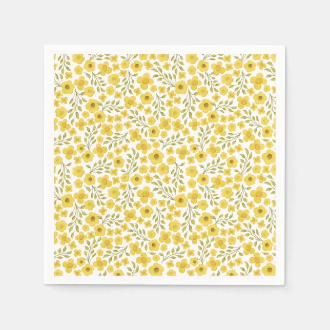 Kleine gelbe Frühlingsblumen Serviette (Vorderseite)