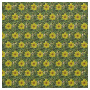 kleine gelbe Sonnenblumen im Garten Stoff