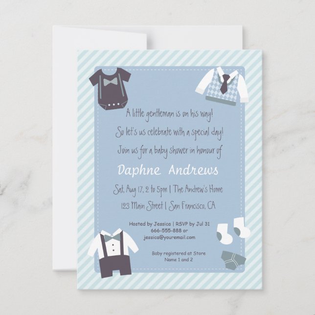 Kleine Gentleman Baby Boy Shower Party Einladungen (Vorderseite)