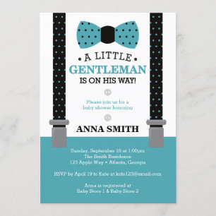 Kleine Gentleman Baby Dusche einladen, Aquamarin,  Einladung