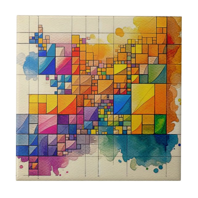 Kleine geometrische Keramik (4,25" x 4,25") Fliese (Vorderseite)