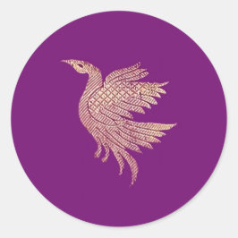 Kleine Geschenk aus Gold und lila Vogelarten Runder Aufkleber