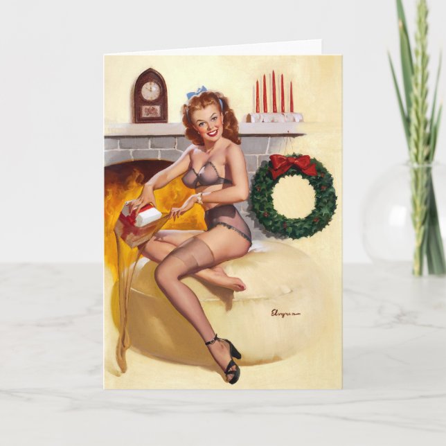 Kleine Geschenk Button hoch Feiertagskarte (Vorderseite)