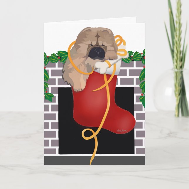KLEINE GESCHENK CHOW DOG Art Cards Feiertagskarte (Vorderseite)