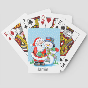 Kleine Geschenk Name Santa Claus Snowman Spielkarten