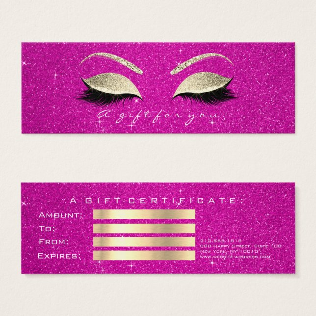 Kleine Geschenkgutschrift Hot Pink Glitte Lash Mak (Vorne & Hinten)