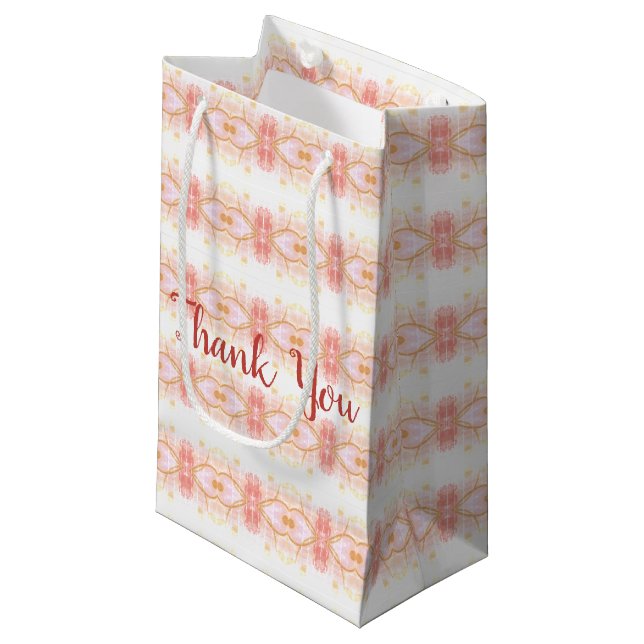 Kleine Geschenktüte in Korallenrosa (Vorderseite Schrägansicht)