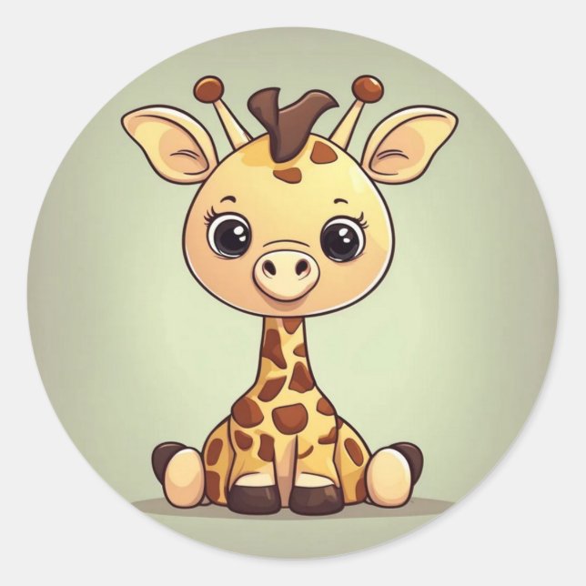Kleine Giraffe Runder Aufkleber (Vorderseite)